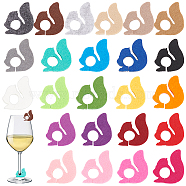 24Pcs 24 Colors Felt Wine Glass Charms, Squirrel, Mixed Color, 35x33mm, Hole: 10mm, 1pc/color(AJEW-BC0004-19)