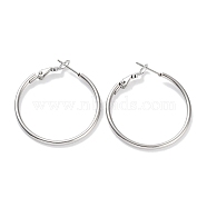 Ring 304 Stainless Steel Hoop Earrings for Women Men, Stainless Steel Color, 12 Gauge, 29x2mm, Pin: 0.6mm(EJEW-B049-02B-P)