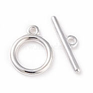 Eco-friendly Brass Toggle Clasps, Cadmium Free & Lead Free, Long-Lasting Plated, Ring, 925 Sterling Silver Plated, Ring: 12x10x1.5mm, Bar: 4x13.5x1.5mm, Hole: 1.2mm(X-KK-D082-14S)
