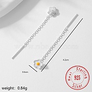 Simple S925 Silver Flower Stud Earrings for Women Daily Party Wear, Silver, 42x6mm(OY1580)