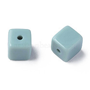 Opaque Acrylic Beads, Cube, Aqua, 10.5x9.5x9.5mm, Hole: 2mm, about 490pcs/500g(MACR-S373-148-A04)