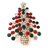 Christmas Theme Enamel Pins, Golden Alloy Rhinestone Brooches for Backpack Clothes, Colorful, 54x41mm(JEWB-U007-03E)