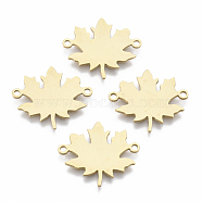 Autumn Theme 201 Stainless Steel Links connectors, Laser Cut Links, Maple Leaf, Stamping Blank Tag, Golden, 17x20x1mm, Hole: 1.4mm(STAS-R104-013G)
