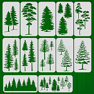 Plant Theme Plastic Drawing Painting Stencils Templates Sets, for Painting on Scrapbook Canvas Tiles Floor Furniture Painting School Projects, Tree, 150x300mm, 12sheet/set(DIY-WH0172-814)