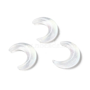 K9 Glass Cabochons, with Glitter Powder, Moon, White, 11x9x2.5mm(GGLA-Z003-02A-001JW)