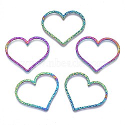 Rainbow Color 201 Stainless Steel Linking Rings, Cadmium Free & Nickel Free & Lead Free, Heart, 32.5x38x1.5mm(STAS-S119-063)