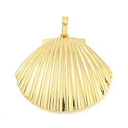 Rack Plating Brass Pendants, Cadmium Free & Lead Free, Long-Lasting Plated, Shell Charms, Real 18K Gold Plated, 31x33x4.5mm, Hole: 5x3.5mm(KK-N255-01G-RS)