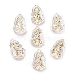 Metal Enlaced Transparent Acrylic Beads, Golden Plated, Christmas Tree, Clear, 17x11.5x5mm, Hole: 1mm(X-MACR-M045-09)