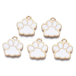 Alloy Enamel Pendants, Cadmium Free & Lead Free, Dog Paw Prints, White, 17.5x16x1.5mm, Hole: 2mm(X1-ENAM-T016-22LG-B-RS)