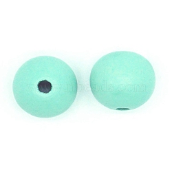 Spray Painted Natural Wood Beads, Round, Turquoise, 19.5~20mm, 366pcs/853g(WOOD-WH0023-22B-06)