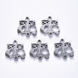 201 Stainless Steel Links Connectors, Laser Cut, Stainless Steel Color, 15.5x15x1.5mm, Hole: 1.6mm(STAS-S114-16)