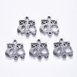 Tarnish Resistant 201 Stainless Steel Links Connectors, Laser Cut, Stainless Steel Color, 15.5x15x1.5mm, Hole: 1.6mm(STAS-S114-16)