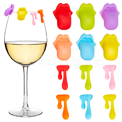 2 Sets 2 Style Silicone Wine Glass Charms, Goblet Marker, Lip & Teardrop, Mixed Color, 26.5~29x13~14x6.5~13.5mm, 1 set/style(DIY-NB0010-54)