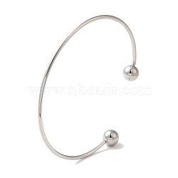 Non-Tarnish 304 Stainless Steel Open Cuff Torque Bangles for Women, Stainless Steel Color, Inner Diameter: 2-1/4x2-5/8 inch(5.8x6.8cm)(BJEW-Z071-01P)