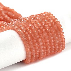 Baking Paint Imitation Jade Glass Bead Strands, Faceted Rondelle, Light Salmon, 4x3mm, Hole: 0.8~1mm, about 105~110pcs/strand, 38~39cm(DGLA-A034-J4MM-A34)