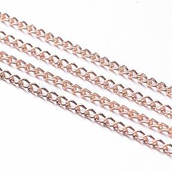 Iron Twisted Chains, Unwelded, with Spool, Gold Plated, 3x2x0.5mm, about 328.08 Feet(100m)/roll(CH-S110C)