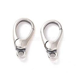 925 Sterling Silver Keychain Clasps, Teardrop, Antique Silver, 14x7x3mm, Hole: 1.6mm, Inner Diameter: 6.5x5mm(STER-D036-05AS)