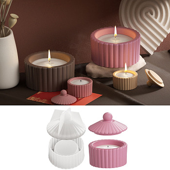 Stripe DIY Candle Cup Silicone Molds, Storage Box Molds, Resin Plaster Cement Casting Molds, Clear, 4.2x2.2cm, Inner Diameter: 2.9cm