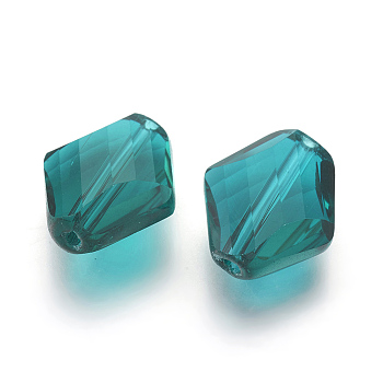 Imitation Austrian Crystal Beads, Grade AAA, Faceted, Rhombus, Teal, 14~14.5x12x5~7mm, Hole: 0.9~1mm