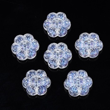 Transparent Acrylic Beads, Glitter Powder, Flower, Clear, 13x12x4mm, Hole: 1.2mm, about 1150pcs/500g