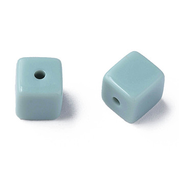 Opaque Acrylic Beads, Cube, Aqua, 10.5x9.5x9.5mm, Hole: 2mm, about 490pcs/500g