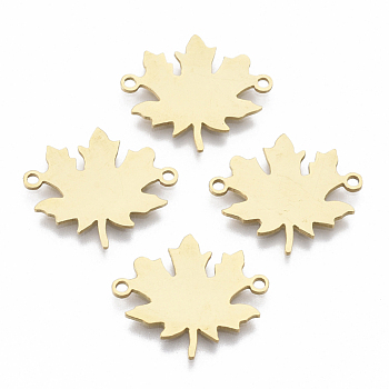 Autumn Theme 201 Stainless Steel Links connectors, Laser Cut Links, Maple Leaf, Stamping Blank Tag, Golden, 17x20x1mm, Hole: 1.4mm