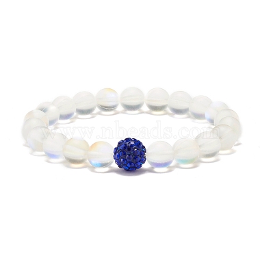 Synthetic Moonstone Round Beads Stretch Bracelet(BJEW-JB07482)-6