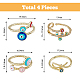 4Pcs 4 Styles Colorful Enamel Evil Eye Open Cuff Rings with Clear Cubic Zirconia(RJEW-FI0001-07)-2