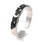 304 Stainless Steel Enamel Open Cuff Rings for Women, Star and Moon, Stainless Steel Color, 4.5mm, Inner Diameter: Adjustable
(RJEW-F166-16P-02)