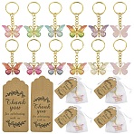 Resin Keychains, Butterfly, with Iron Rings and Organza Bags and Paper Card, Mixed Color, 70mm(KEYC-YW00257)