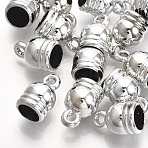 UV Plating ABS Plastic Cord Ends, End Caps, Platinum, 12.5x8mm, Hole: 1.8mm, Inner Diameter: 6mm(CCB-S162-16D-04)