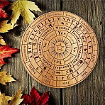 Wood Pendulum Board, Wooden Dowsing Divination Board, for Witchcraft Wiccan Altar Supplies, Flat Round, BurlyWood, 200x5mm(PW-WGB1C7F-08)