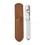 Double 420 Stainless Steel Nail Files, Burnishing Stick, Nail Buffer, with PU Imitation Leather Cover, Camel, 10.3x2.28x0.66cm(MRMJ-WH0070-21)