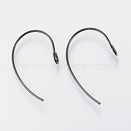 304 Stainless Steel Earring Hooks, with Vertical Loop, Electrophoresis Black, 25x14x4mm, Hole: 3mm, 21 Gauge, Pin: 0.7mm(STAS-F148-05B)