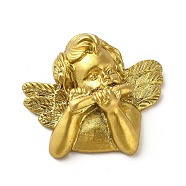 Opaque Resin Cabochons, Angel, Gold, 28x32.5x11.5mm(CRES-F029-02)