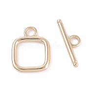 Rack Plating Brass Toggle Clasps, Long-Lasting Plated, Square with Bar, Real 14K Gold Plated, Square: 17.5x13.5x1.5mm, Hole: 3mm, Bar: 6x19x1.5mm, Hole: 3mm(KK-F827-04G)