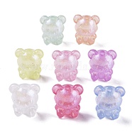 Luminous Transparent Acrylic Beads, with Glitter Powder, Glow in the Dark, Mixed Color, Bear, 21x17x13mm, Hole: 3mm(X-OACR-G033-06D)