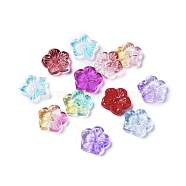 Opaque Glass Beads, Flower, Mixed Color, 12x13x3mm, Hole: 1.2mm(GLAA-H016-10J)