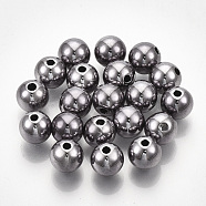 UV Plating ABS Plastic Beads, Round, Gunmetal Plated, 19.5~20x19mm, Hole: 3mm(CCB-S162-29H-01)