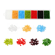 3500Pcs 7 Colors 12/0 Glass Round Seed Beads, Frosted Colours Round Hole Beads, Small Craft Beads, for DIY Jewelry Making, Mixed Color, 2mm, about 500pcs/color(SEED-YW0001-21)