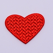 Computerized Embroidery Cloth Iron on/Sew on Patches, Costume Accessories, Appliques, Heart, Red, 26x33x1mm(DIY-TAC0008-18)
