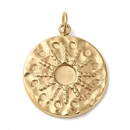 304 Stainless Steel Pendant Cabochon Settings, Flat Round, Real 14K Gold Plated, Tray: 3.8mm, 18x16x1.9mm, Hole: 2.7mm(STAS-K263-45G)