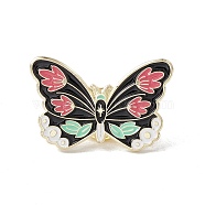 Butterfly Enamel Pin, Gold Plated Alloy Badge for Backpack Clothes, Light Coral, 20x31x1.5mm(JEWB-E016-05G-02)