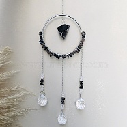 Glass Pendant Decoration, Suncatchers, with Metal Findings, Natural Smoky Quartz, 400x90mm(DJEW-PW0019-11A)