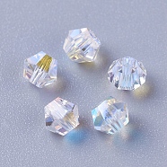 Imitation Austrian Crystal Beads, K9 Glass, Faceted, Bicone, Clear AB, 4x3.5mm, Hole: 0.9mm(SWAR-O001-01B)