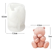 Food Grade DIY Silicone Candle Molds, For Candle Making, Bear, White, 7.5x7.5x8.5cm(PW-WG78401-01)