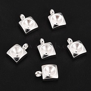 201 Stainless Steel Pendant Rhinestone Settings, For Pointed Back Rivoli Rhinestone, Square, Silver, Fit for 4mm Rhinestone, 8.5x6x2.5mm, Hole: 1.6mm(STAS-G224-30S)