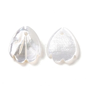 Natural White Shell Charms, Flower Petal, Seashell Color, 12~12.5x10.5x2~2.5mm, Hole: 1mm(SSHEL-C011-07B)