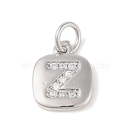 Rack Plating Brass Micro Pave CLear Cubic Zirconia Charms, with Jump Rings, Cadmium Free & Lead Free, Long-Lasting Plated, Platinum, Letter Z, 11.5x9x1.5mm, Hole: 2.8mm(KK-E110-14P-Z)