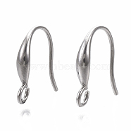 304 Stainless Steel Earring Hooks, Ear Wire, with Horizontal Loop, Stainless Steel Color, 14x11.5x3mm, Hole: 2mm, Pin: 1mm(X-STAS-S079-163)